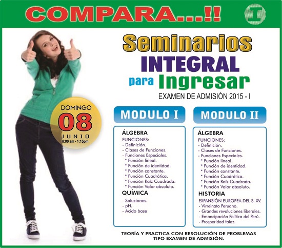  3ER SEMINARIO DE INTEGRAL PARA INGRESAR!! EXAMEN UNT 2015 - I  